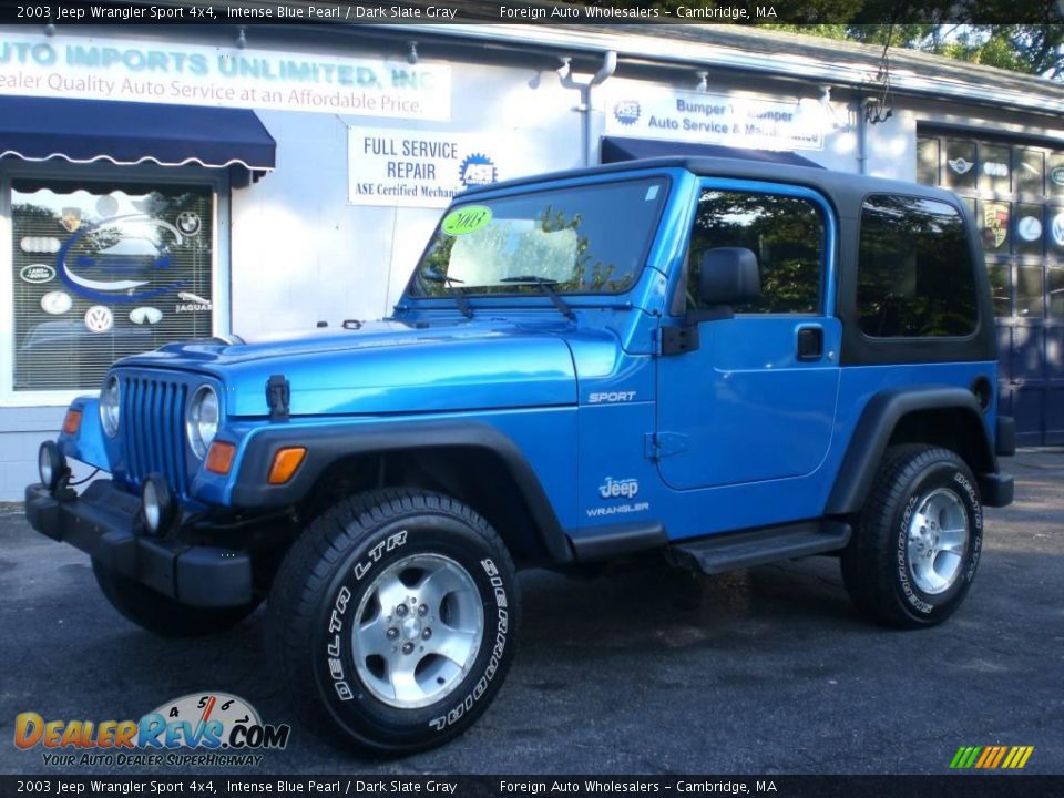 2003 Jeep Wrangler Sport 4x4 Intense Blue Pearl / Dark Slate Gray Photo #35