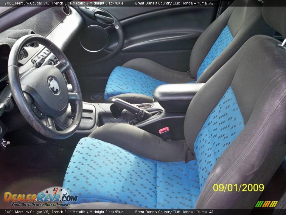 2001 Mercury Cougar V6 French Blue Metallic / Midnight Black/Blue Photo #8