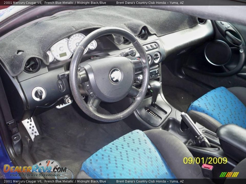 2001 Mercury Cougar V6 French Blue Metallic / Midnight Black/Blue Photo #10