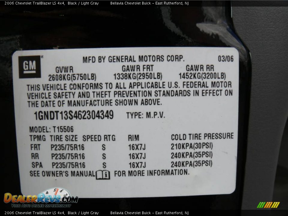 2006 Chevrolet TrailBlazer LS 4x4 Black / Light Gray Photo #15