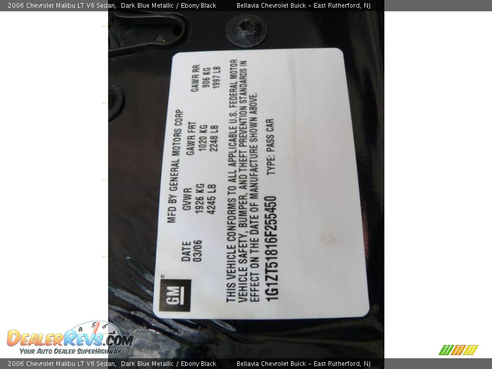 2006 Chevrolet Malibu LT V6 Sedan Dark Blue Metallic / Ebony Black Photo #15