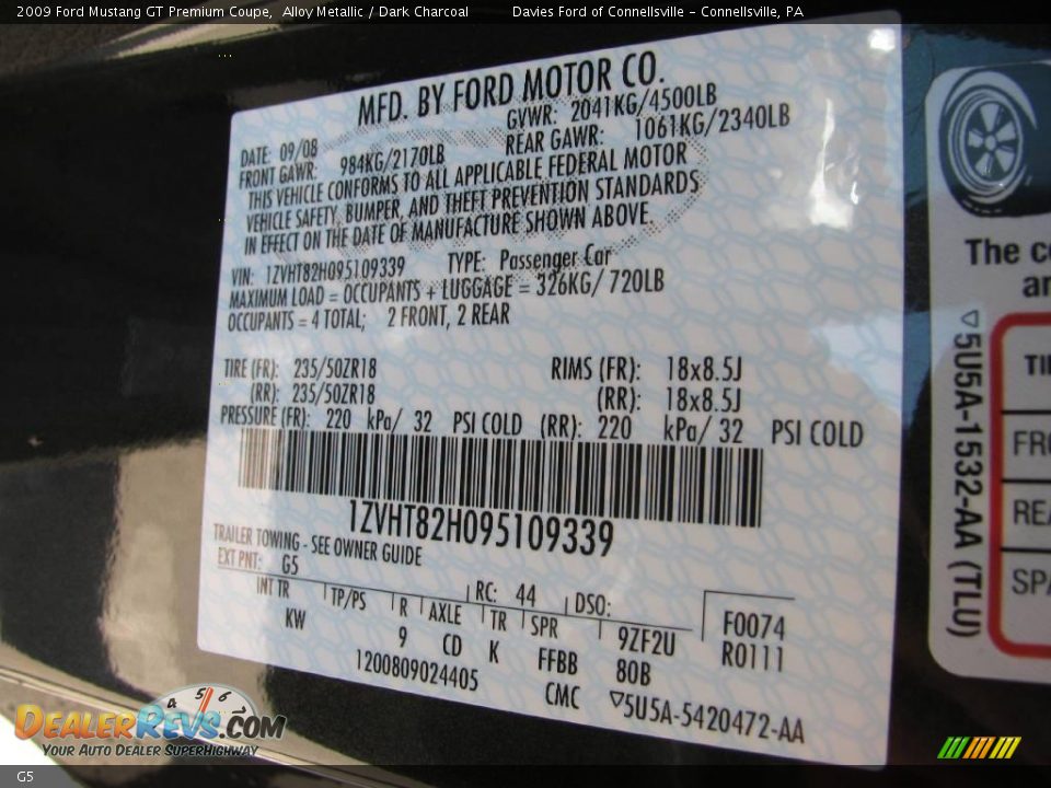Ford Color Code G5 Alloy Metallic