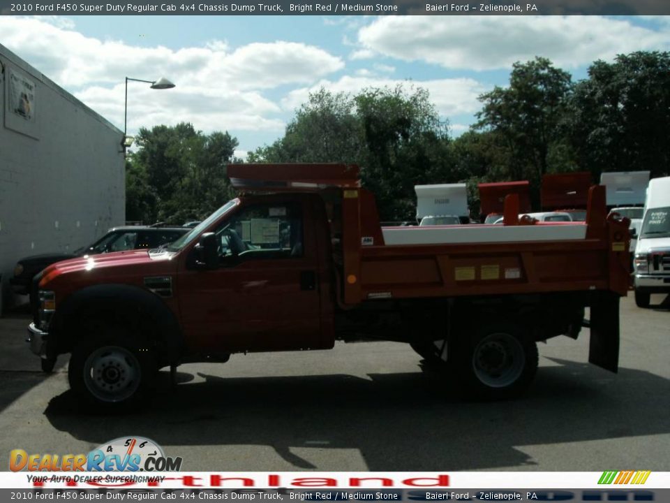 2010 Ford F450 Super Duty Regular Cab 4x4 Chassis Dump Truck Bright Red / Medium Stone Photo #5