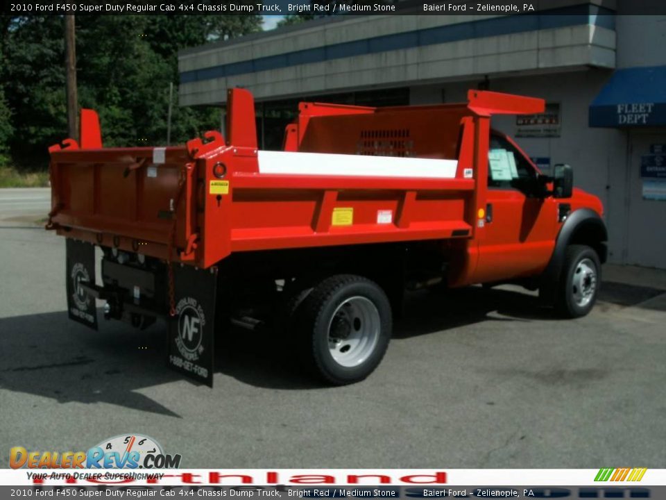 2010 Ford F450 Super Duty Regular Cab 4x4 Chassis Dump Truck Bright Red / Medium Stone Photo #6