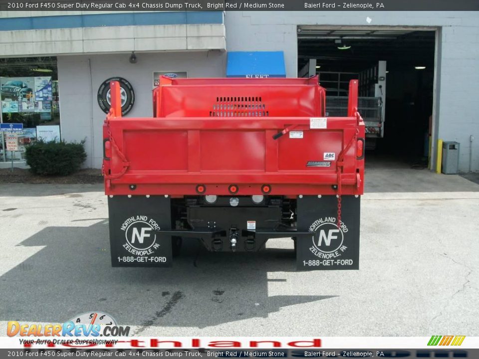 2010 Ford F450 Super Duty Regular Cab 4x4 Chassis Dump Truck Bright Red / Medium Stone Photo #7