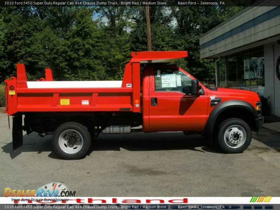 2010 Ford F450 Super Duty Regular Cab 4x4 Chassis Dump Truck Bright Red / Medium Stone Photo #10