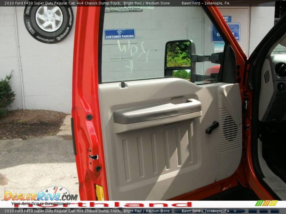 2010 Ford F450 Super Duty Regular Cab 4x4 Chassis Dump Truck Bright Red / Medium Stone Photo #11