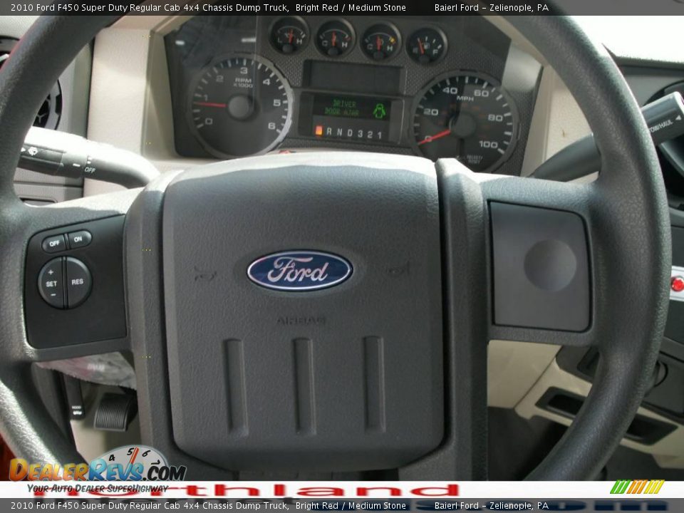 2010 Ford F450 Super Duty Regular Cab 4x4 Chassis Dump Truck Bright Red / Medium Stone Photo #19