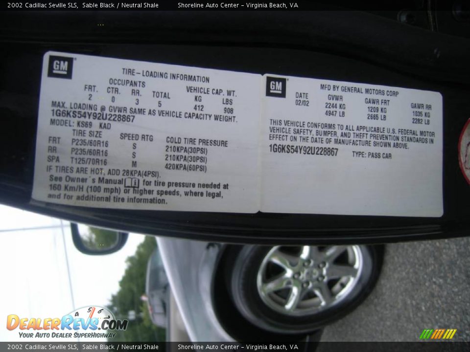 2002 Cadillac Seville SLS Sable Black / Neutral Shale Photo #23
