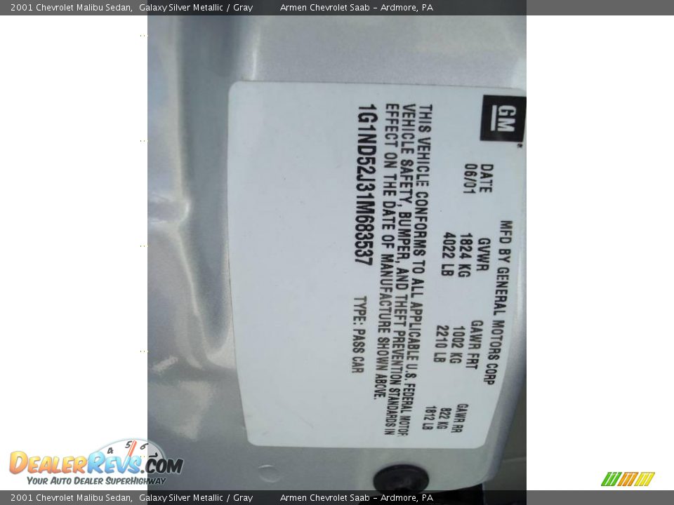2001 Chevrolet Malibu Sedan Galaxy Silver Metallic / Gray Photo #33