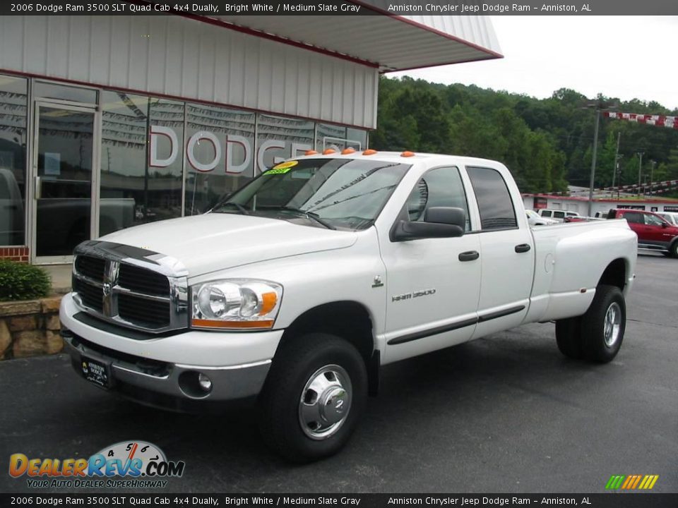 2006 Dodge Ram 3500 SLT Quad Cab 4x4 Dually Bright White / Medium Slate Gray Photo #1