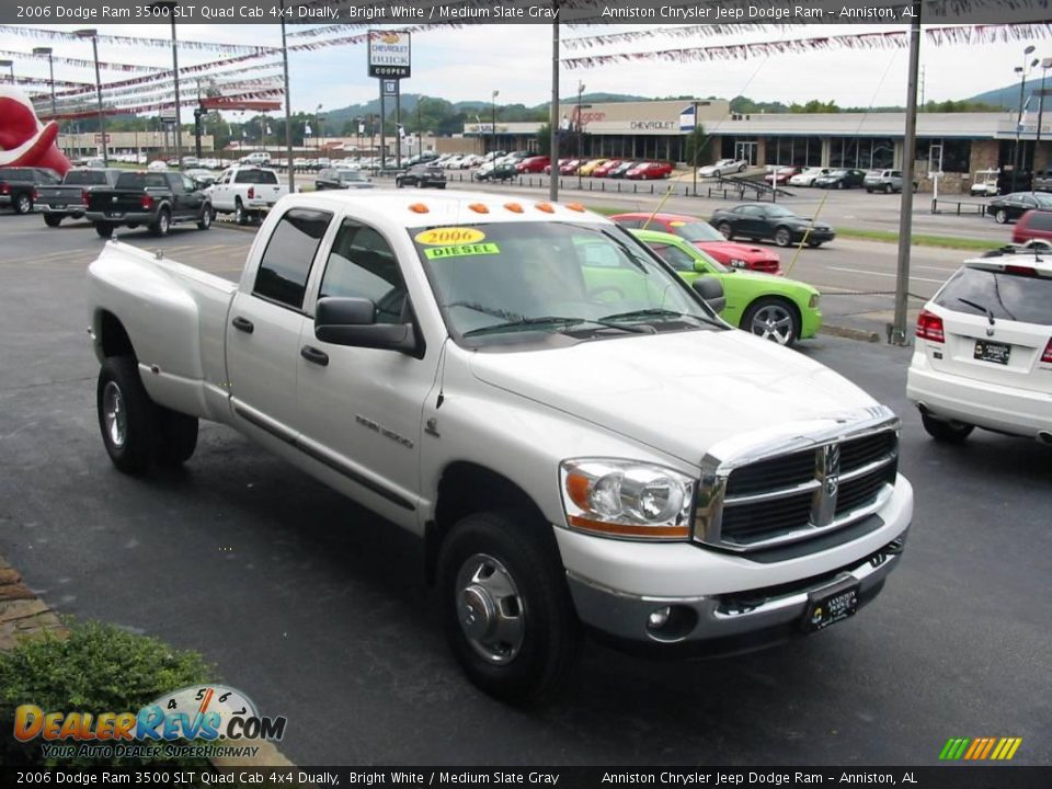 2006 Dodge Ram 3500 SLT Quad Cab 4x4 Dually Bright White / Medium Slate Gray Photo #3