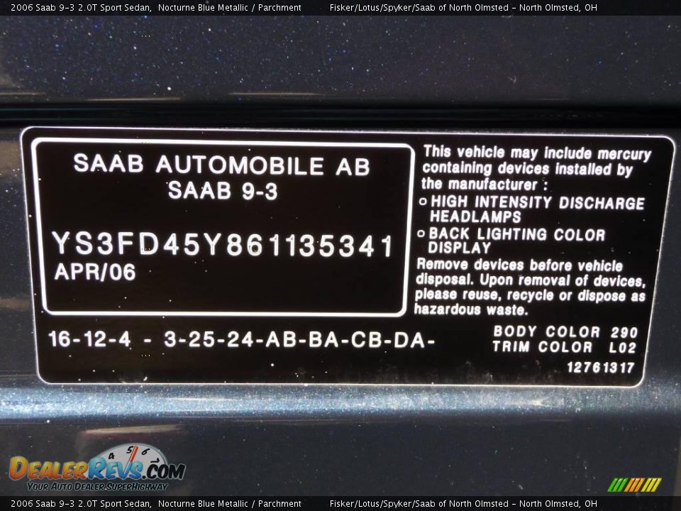 2006 Saab 9-3 2.0T Sport Sedan Nocturne Blue Metallic / Parchment Photo #28