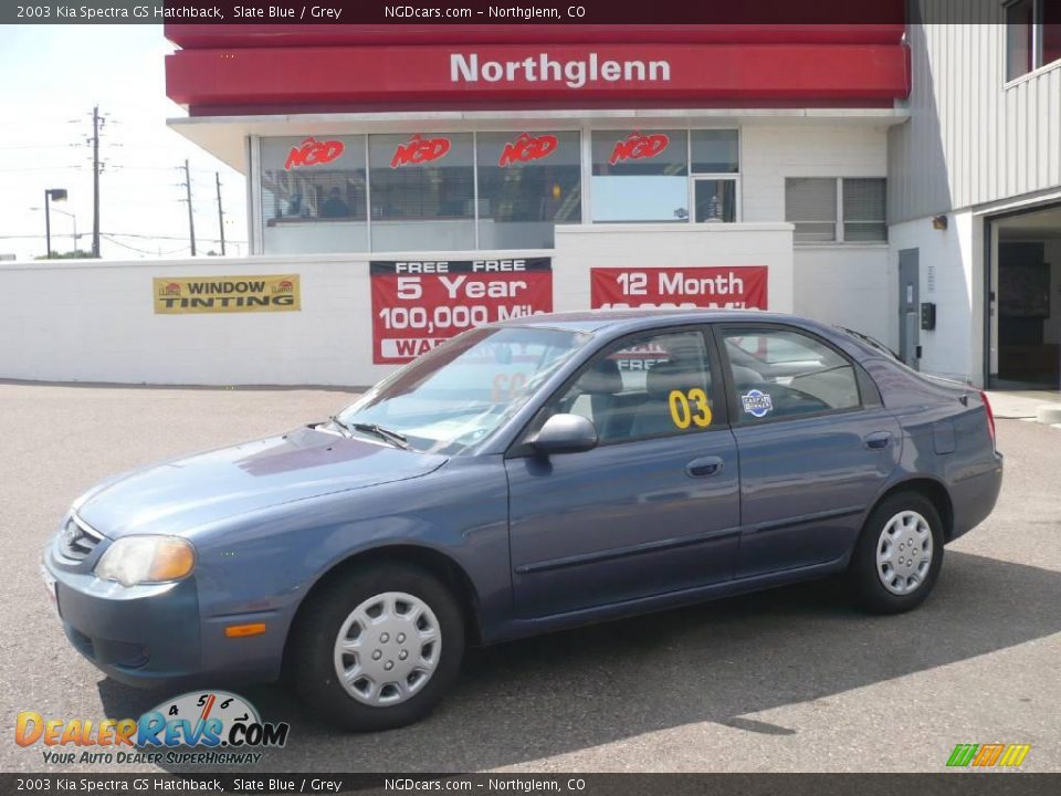 2003 Kia Spectra GS Hatchback Slate Blue / Grey Photo #1