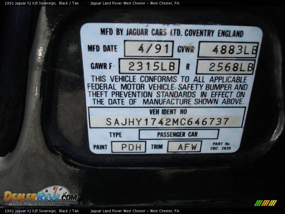 1991 Jaguar XJ XJ6 Sovereign Black / Tan Photo #27