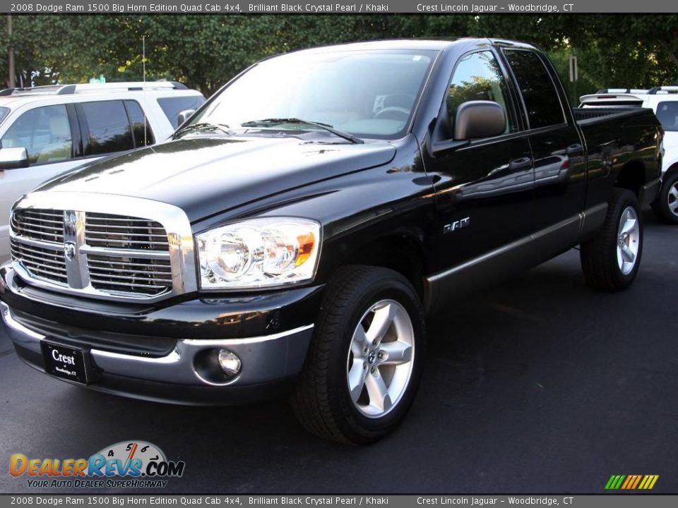 2008 Dodge Ram 1500 Big Horn Edition Quad Cab 4x4 Brilliant Black Crystal Pearl / Khaki Photo #1