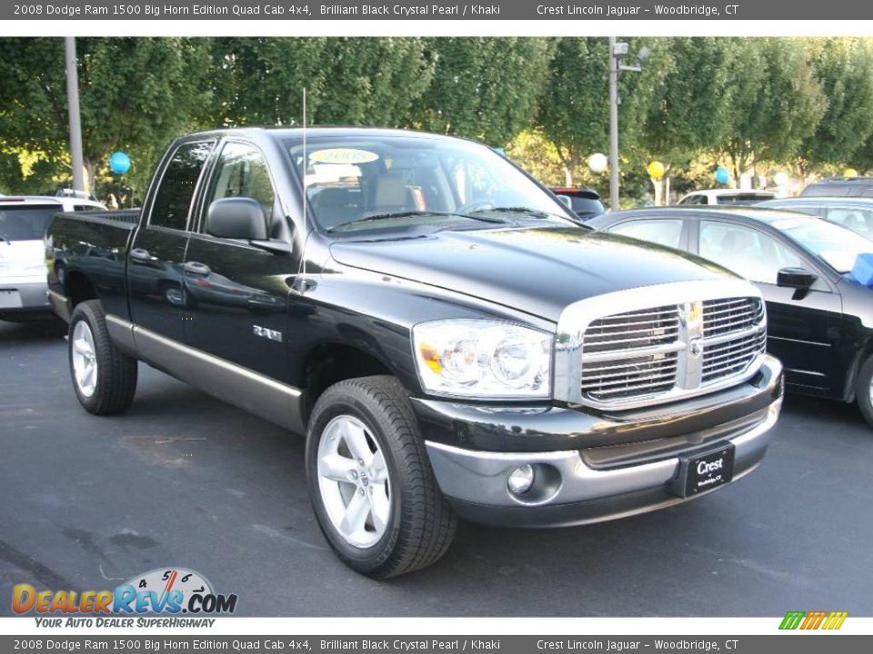 2008 Dodge Ram 1500 Big Horn Edition Quad Cab 4x4 Brilliant Black Crystal Pearl / Khaki Photo #3