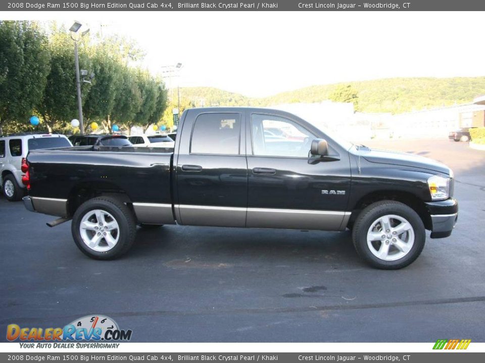 2008 Dodge Ram 1500 Big Horn Edition Quad Cab 4x4 Brilliant Black Crystal Pearl / Khaki Photo #4