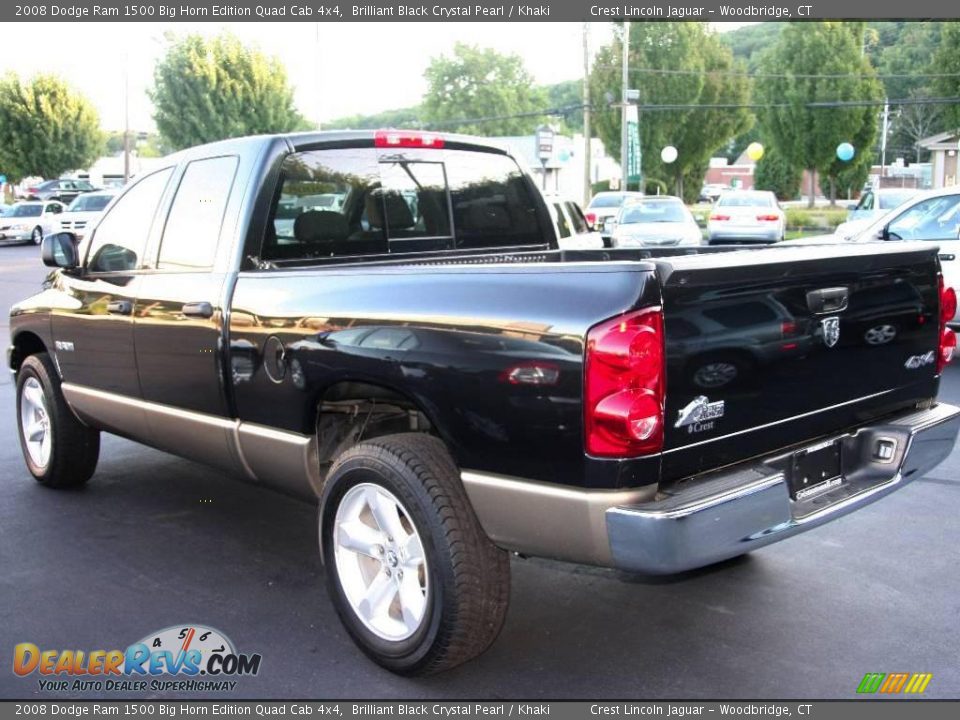 2008 Dodge Ram 1500 Big Horn Edition Quad Cab 4x4 Brilliant Black Crystal Pearl / Khaki Photo #7