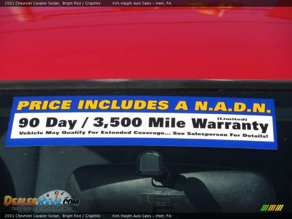 2001 Chevrolet Cavalier Sedan Bright Red / Graphite Photo #5