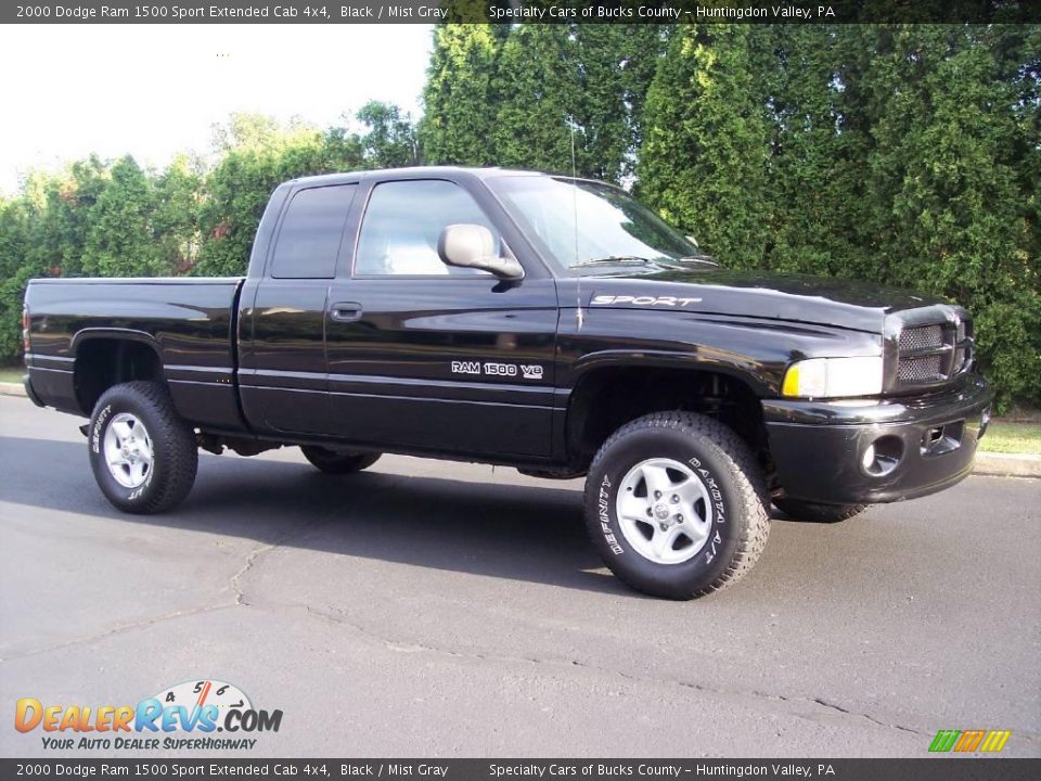 2000 Dodge Ram 1500 Sport Extended Cab 4x4 Black / Mist Gray Photo #16