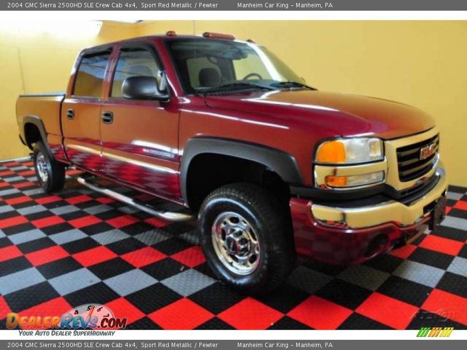 2004 GMC Sierra 2500HD SLE Crew Cab 4x4 Sport Red Metallic / Pewter Photo #1