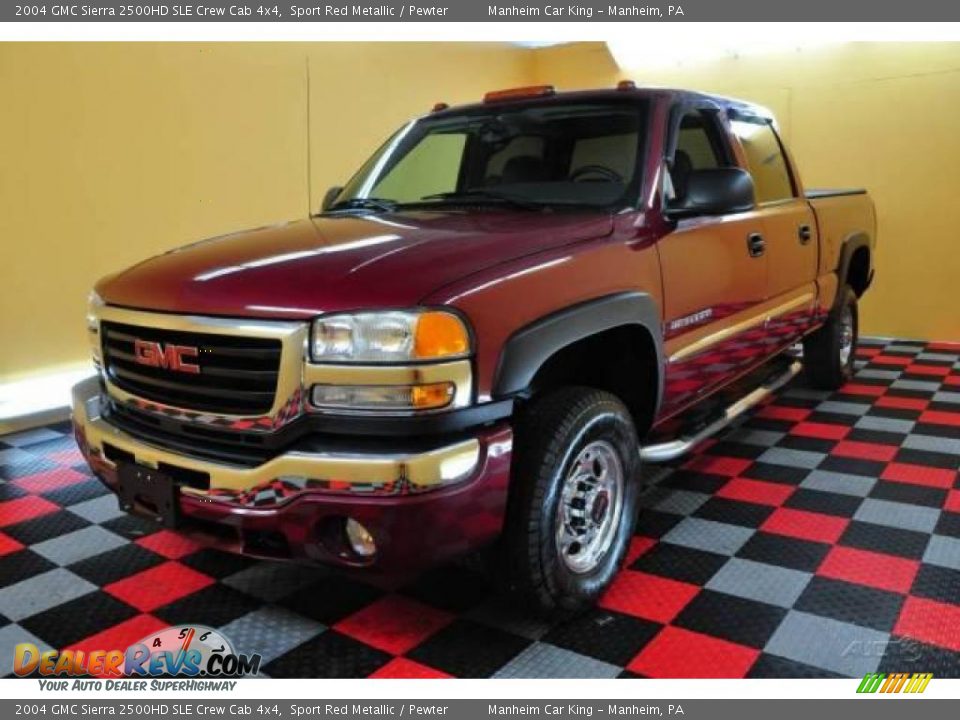 2004 GMC Sierra 2500HD SLE Crew Cab 4x4 Sport Red Metallic / Pewter Photo #3