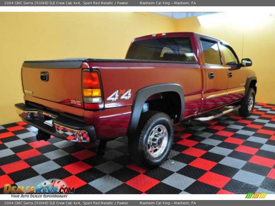 2004 GMC Sierra 2500HD SLE Crew Cab 4x4 Sport Red Metallic / Pewter Photo #6