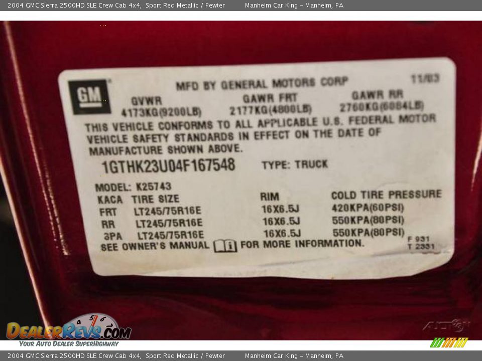 2004 GMC Sierra 2500HD SLE Crew Cab 4x4 Sport Red Metallic / Pewter Photo #11