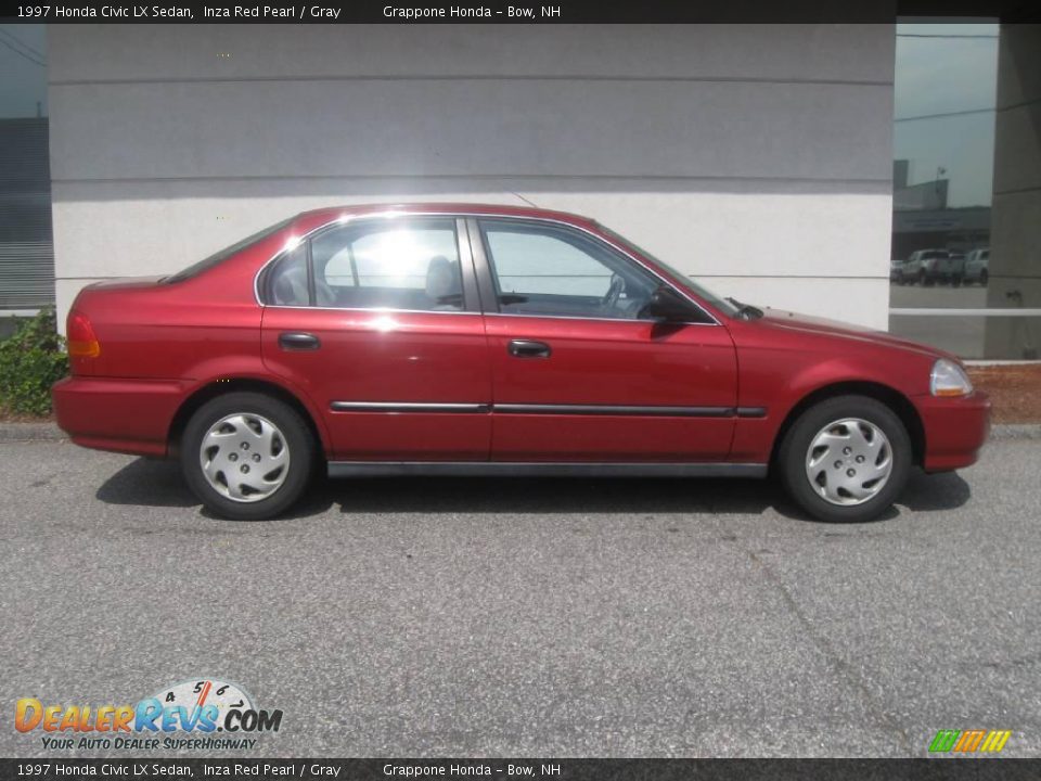 1997 Honda Civic LX Sedan Inza Red Pearl / Gray Photo 2