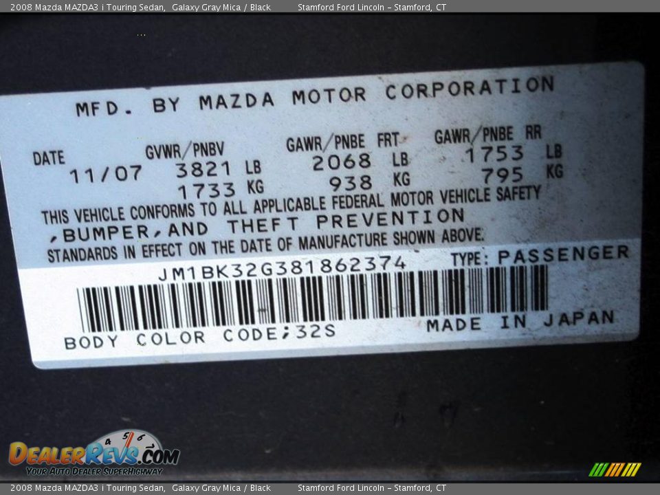 2008 Mazda MAZDA3 i Touring Sedan Galaxy Gray Mica / Black Photo #16