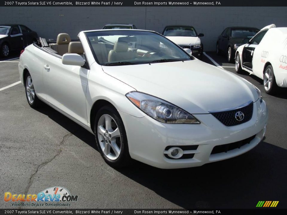 2007 Toyota Solara SLE V6 Convertible Blizzard White Pearl / Ivory Photo #4