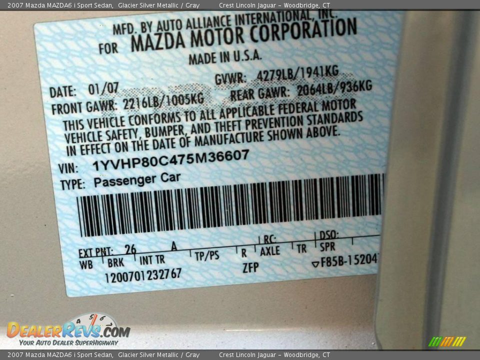 2007 Mazda MAZDA6 i Sport Sedan Glacier Silver Metallic / Gray Photo #17