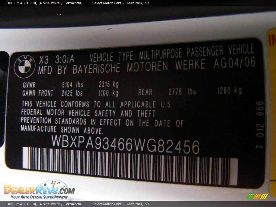 2006 BMW X3 3.0i Alpine White / Terracotta Photo #16
