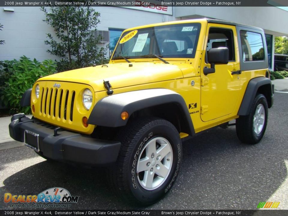 2008 Jeep Wrangler X 4x4 Detonator Yellow / Dark Slate Gray/Medium Slate Gray Photo #2