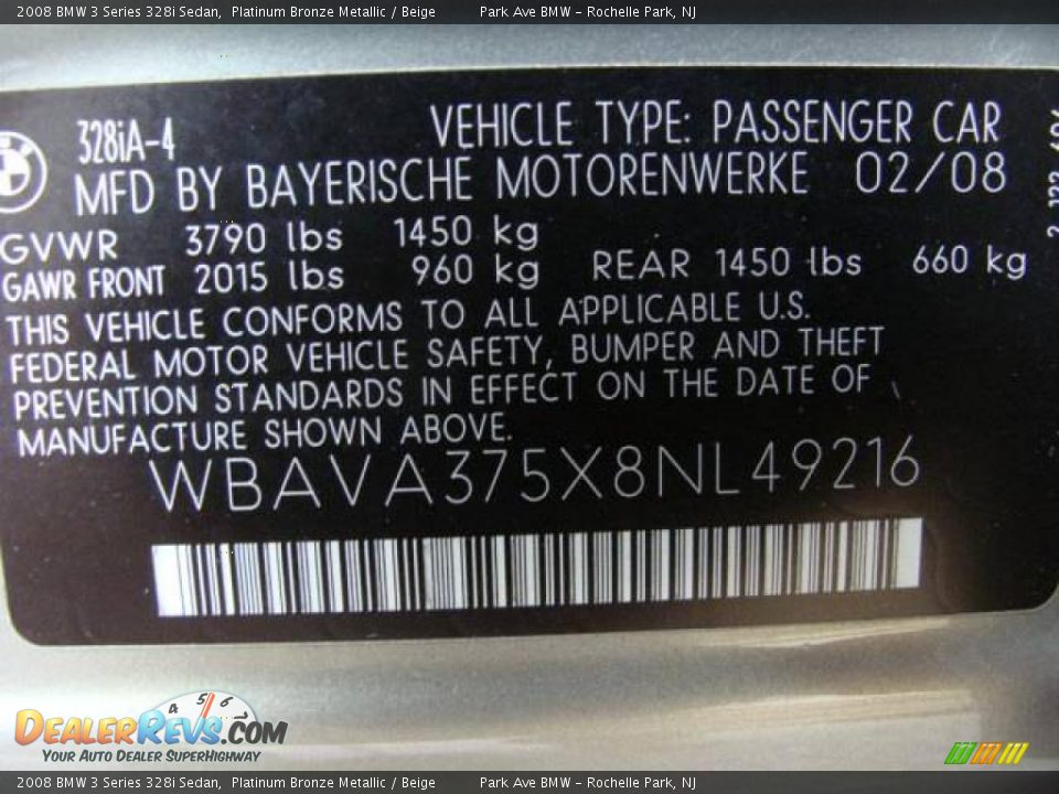 2008 BMW 3 Series 328i Sedan Platinum Bronze Metallic / Beige Photo #26