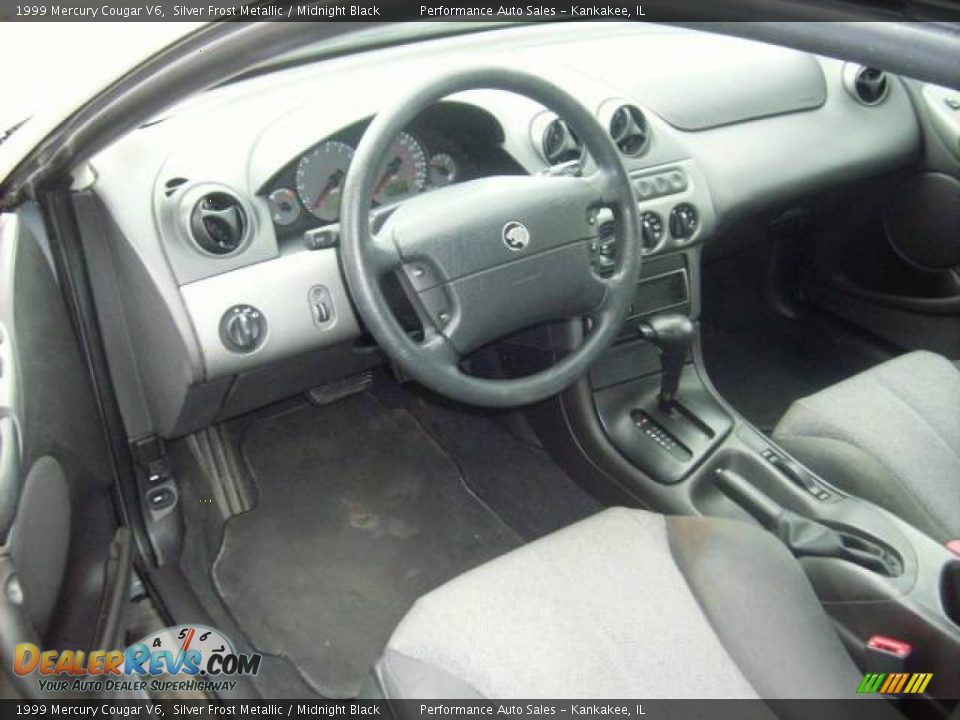 1999 Mercury Cougar V6 Silver Frost Metallic / Midnight Black Photo #7