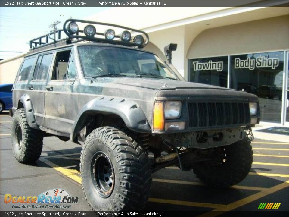 1992 Jeep Cherokee Sport 4x4 Green / Gray Photo #3