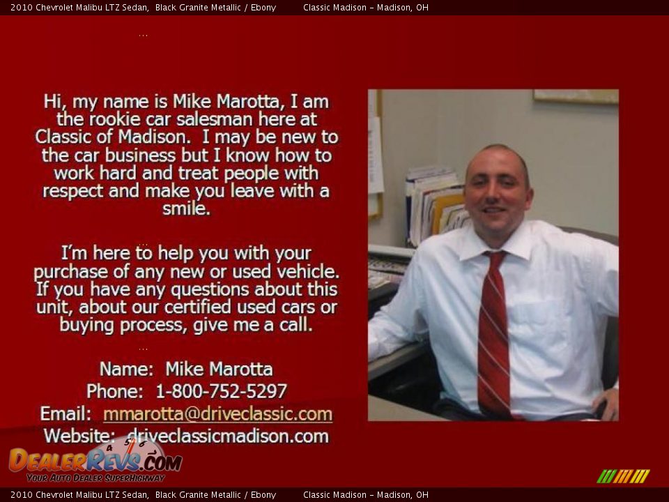 2010 Chevrolet Malibu LTZ Sedan Black Granite Metallic / Ebony Photo #10