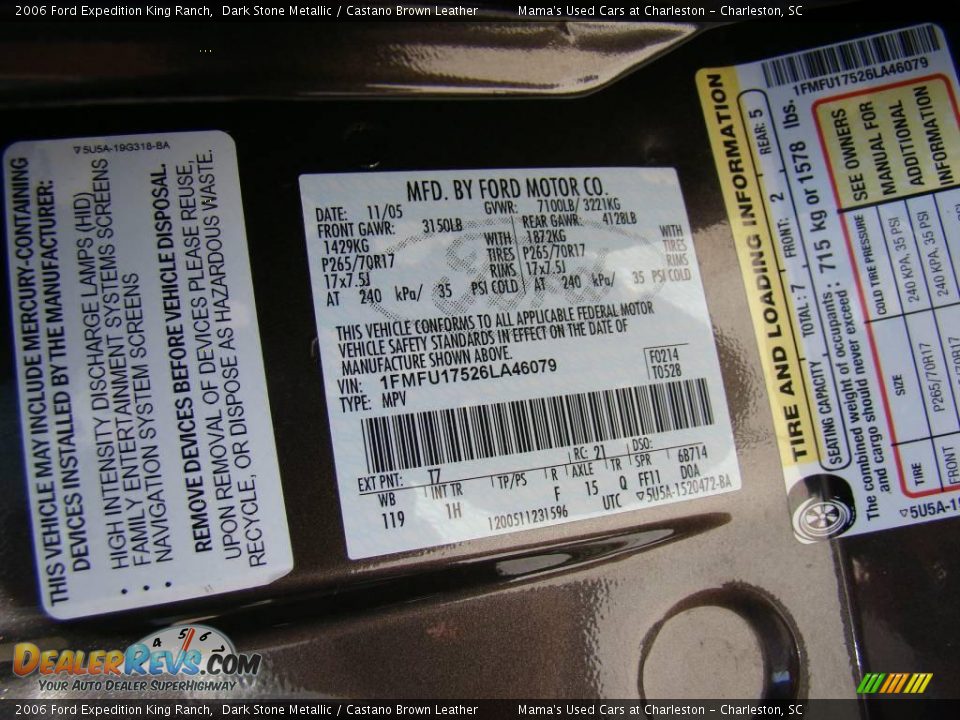 2006 Ford Expedition King Ranch Dark Stone Metallic / Castano Brown Leather Photo #23
