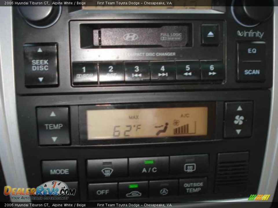 2006 Hyundai Tiburon GT Alpine White / Beige Photo #13
