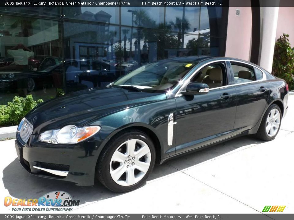 2009 Jaguar XF Luxury Botanical Green Metallic / Champagne/Truffle Photo #1