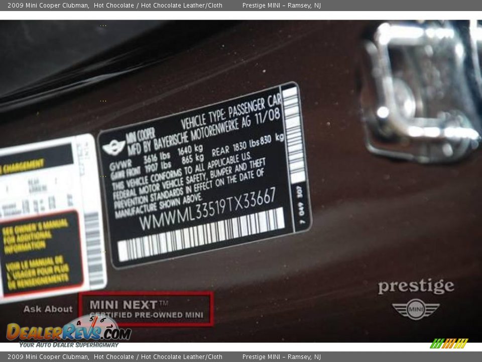 2009 Mini Cooper Clubman Hot Chocolate / Hot Chocolate Leather/Cloth Photo #5