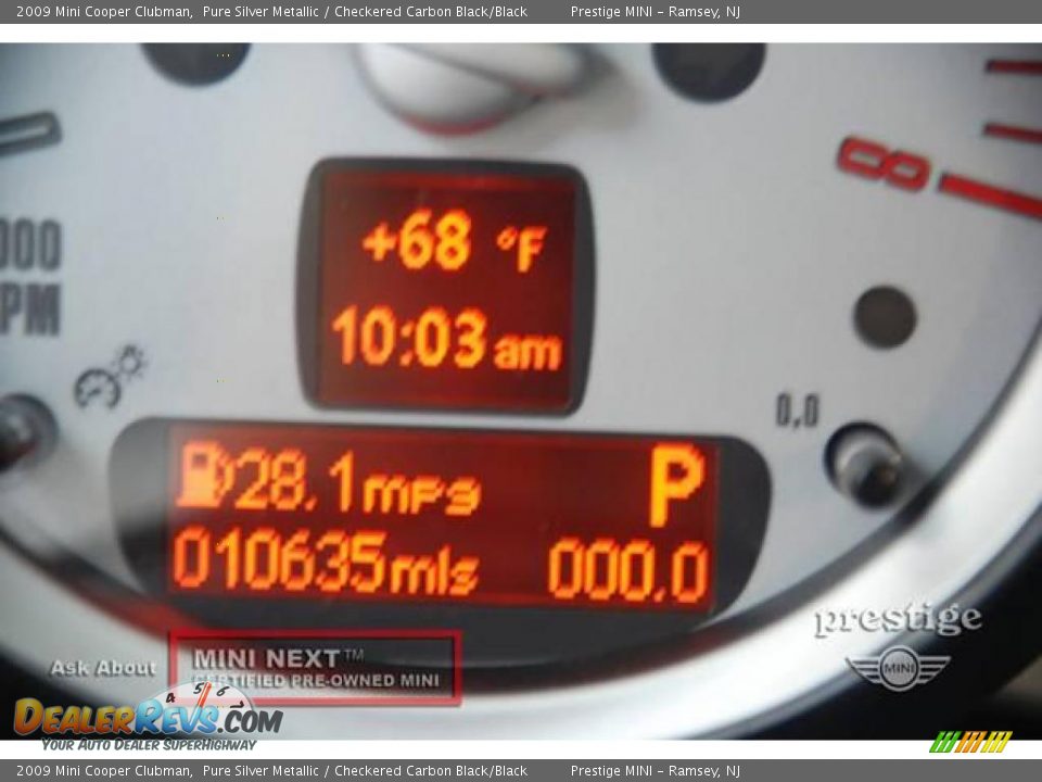 2009 Mini Cooper Clubman Pure Silver Metallic / Checkered Carbon Black/Black Photo #11