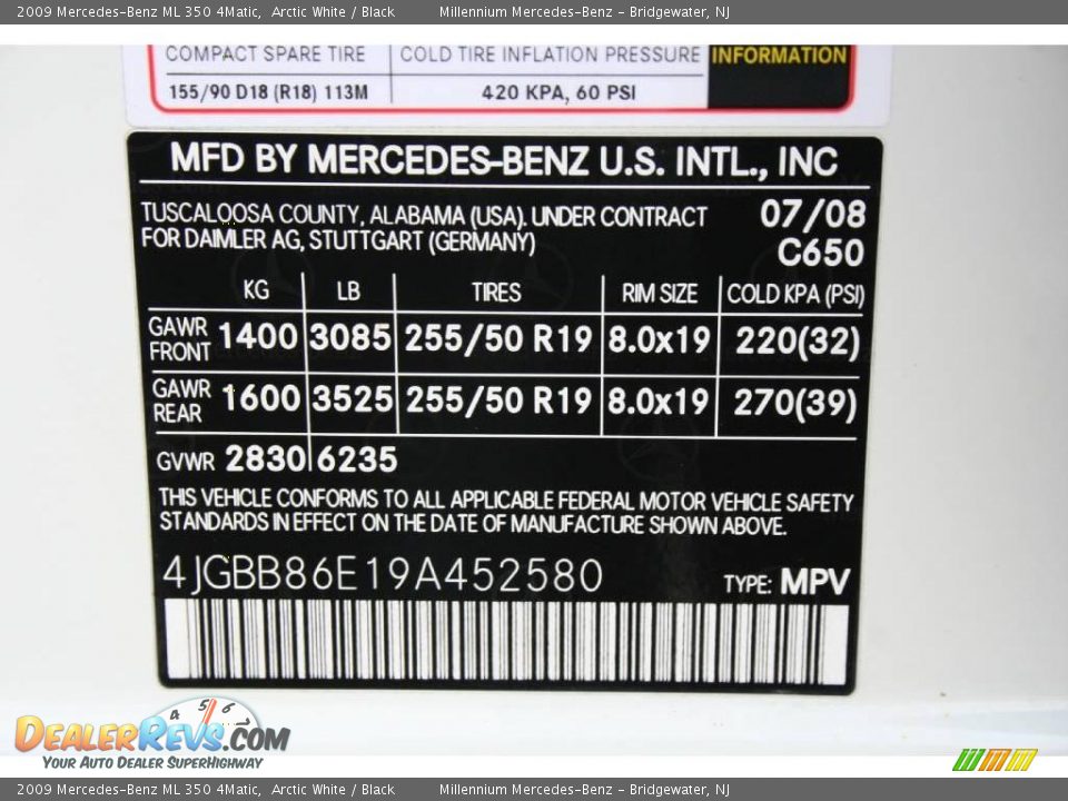 2009 Mercedes-Benz ML 350 4Matic Arctic White / Black Photo #27