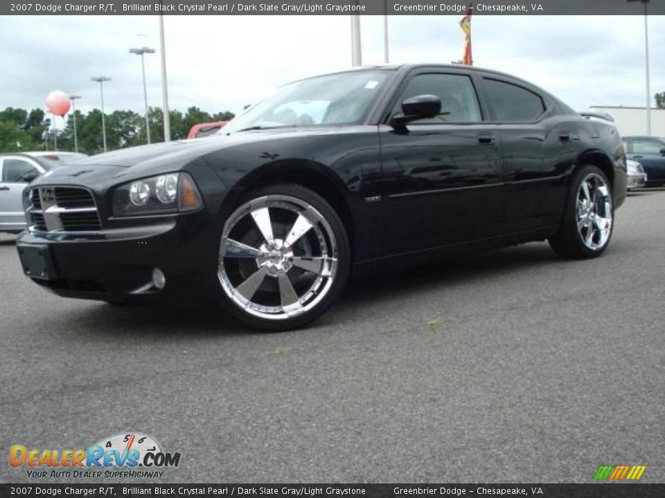 2007 Dodge Charger R/T Brilliant Black Crystal Pearl / Dark Slate Gray/Light Graystone Photo #2