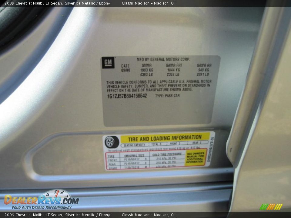 2009 Chevrolet Malibu LT Sedan Silver Ice Metallic / Ebony Photo #33