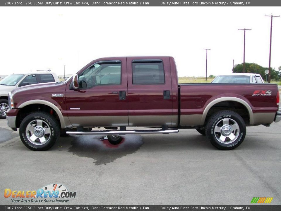 2007 Ford F250 Super Duty Lariat Crew Cab 4x4 Dark Toreador Red Metallic / Tan Photo #2