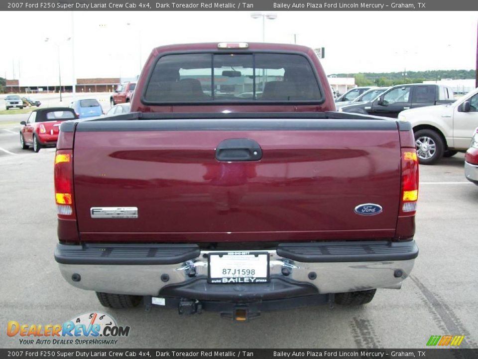 2007 Ford F250 Super Duty Lariat Crew Cab 4x4 Dark Toreador Red Metallic / Tan Photo #5