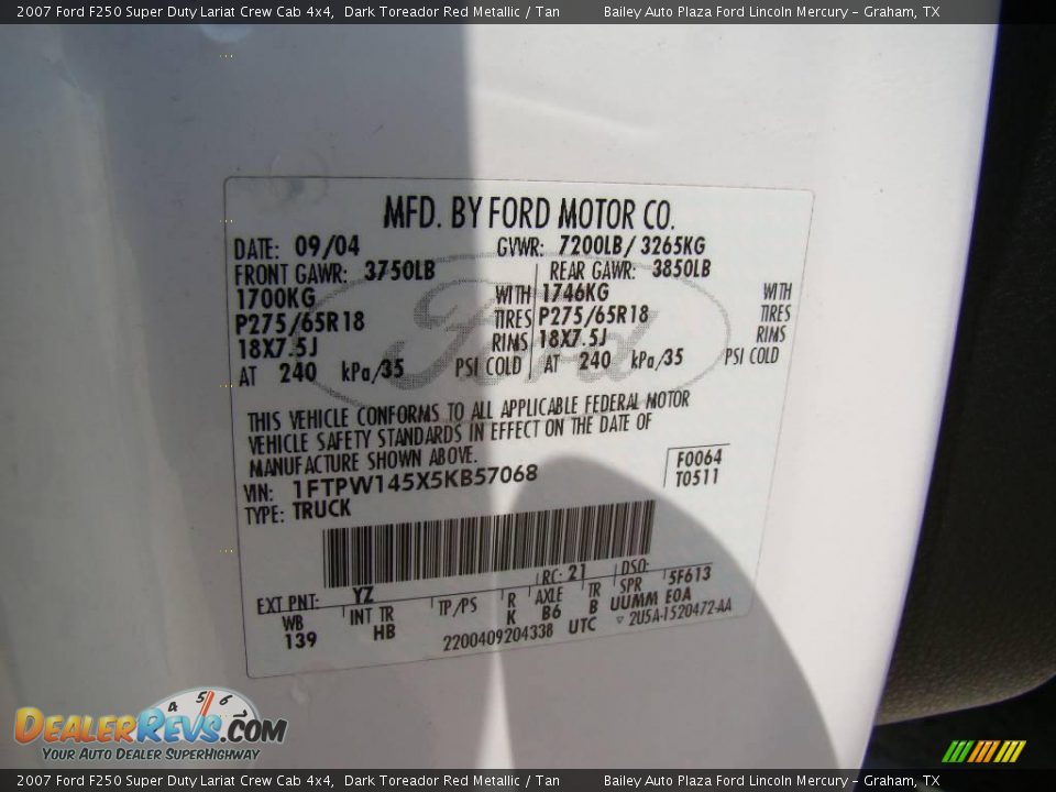 2007 Ford F250 Super Duty Lariat Crew Cab 4x4 Dark Toreador Red Metallic / Tan Photo #28